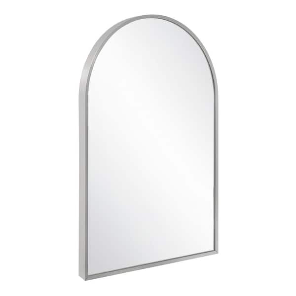 Design House Maeve 24 in. W x 36 in. H Arched Modern Metal Framed Wall Mounted Bathroom Vanity Mirror in Brushed Silver