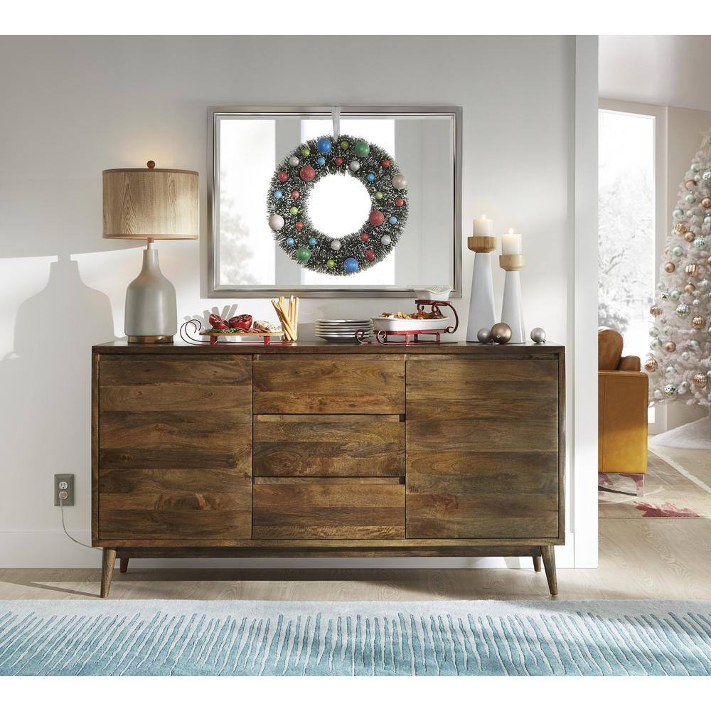 Elegant Brushed Nickel and Chrome 24"x30" Beveled Vanity Mirror