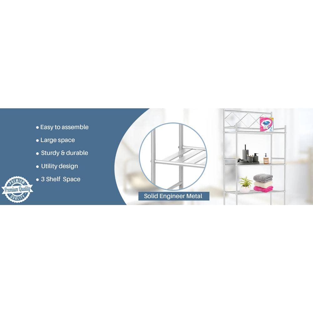 Silver Metal 3-Shelf Over-the-Toilet Storage Organizer