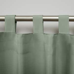 Cabana Seafoam Solid Polyester 54 in. x 120 in. Hook/Loop Tab Top Light Filtering Curtain Panel (Set of 2)