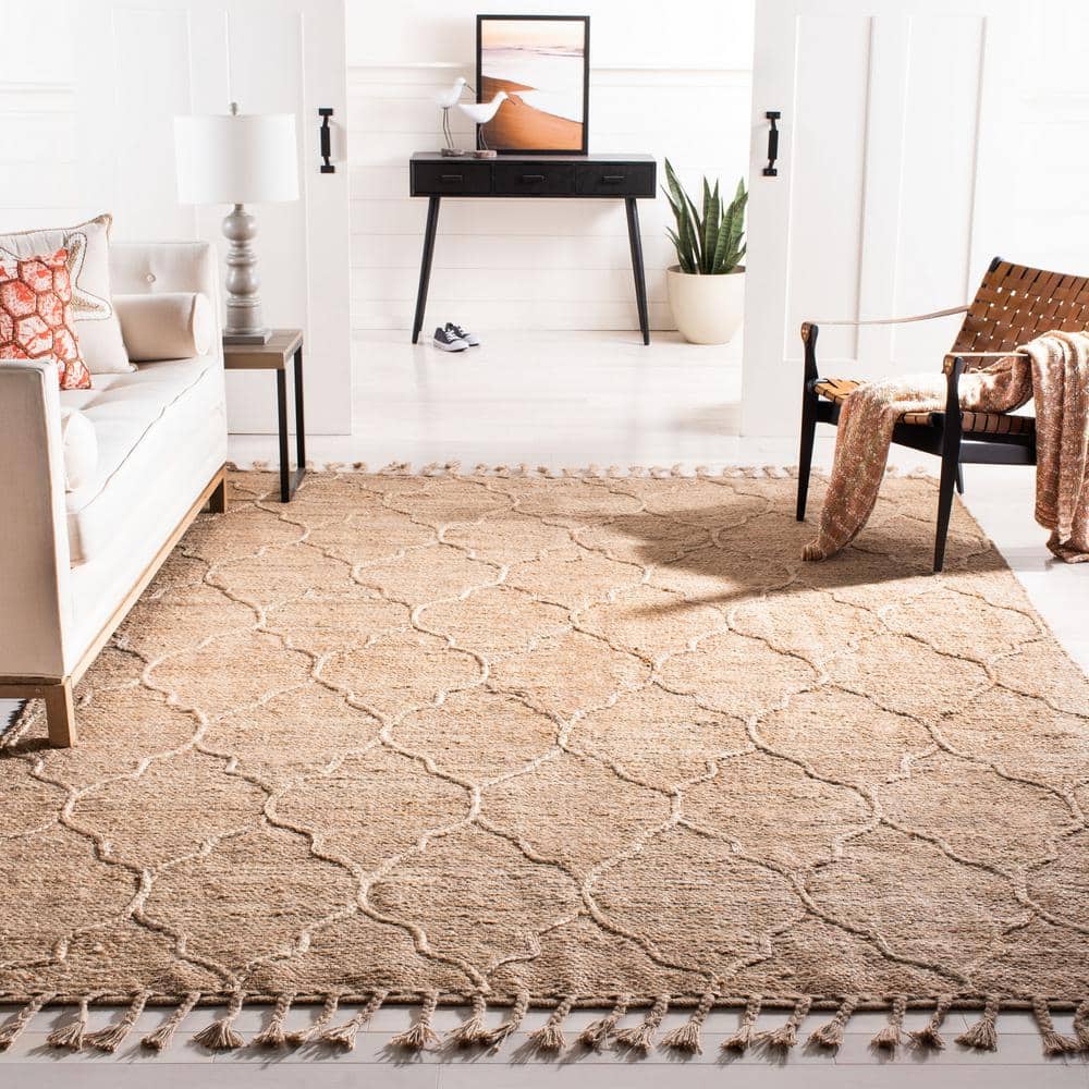 Handmade Natural Wool Rectangular 9' x 12' Area Rug