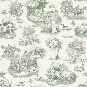 Rachel Antonoff NuWallpaper Green The Chase Matte Vinyl Peel and Stick Wallpaper Sample