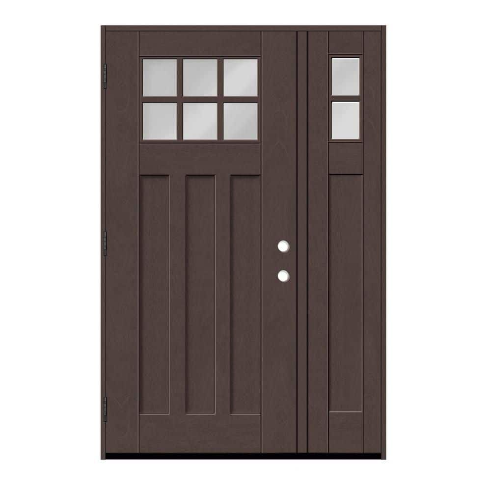 Regency 64 in. x 80 in. 6L Toplite Clear Glass RHOS Chestnut Mahogany Fiberglass Prehung Front Door w/ 12in.SLs_6in.Jamb price history on PriceWatchPro