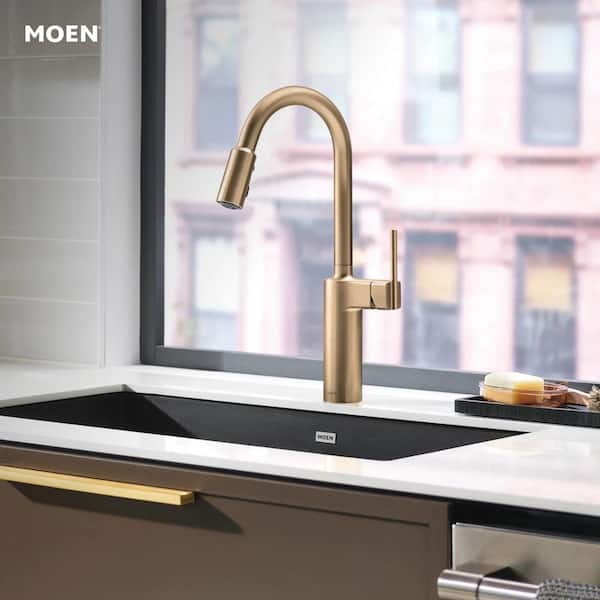 Inara Bronzed Gold 16.95 in. H Pull Down Kitchen Sprayer Faucet with 360° Spout Swivel and PowerBoost