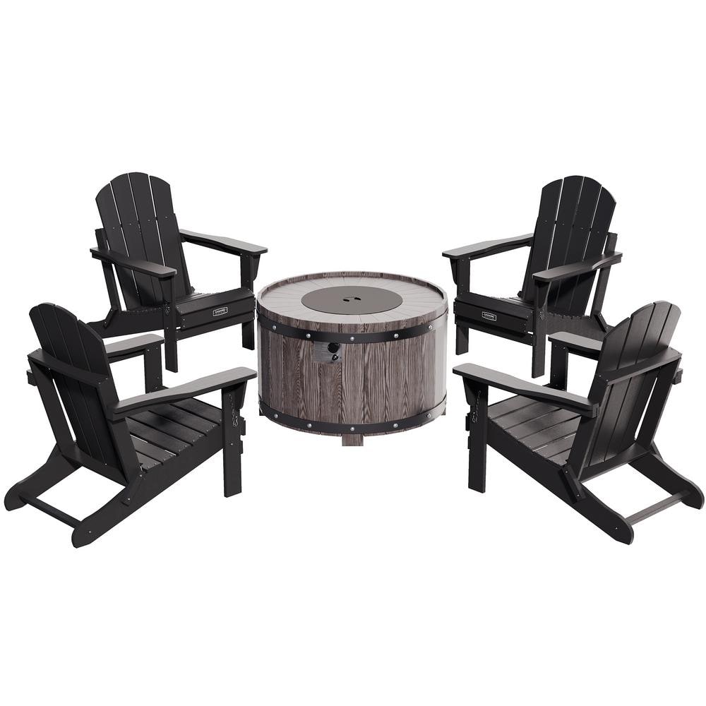 CASAINC Black 5Piece Plastic Adirondack Outdoor Conversation Patio