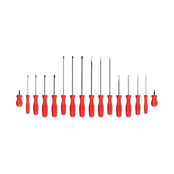 Hard Handle Screwdriver Set, 16-Piece (#0-#3,1/8-5/16 in.)