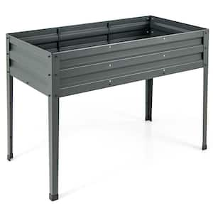 46 in. L x 24 in, W. x 32 in. H Freestanding Grey Steel Raised Garden Bed with Drainage Holes Garden Backyard and Patio