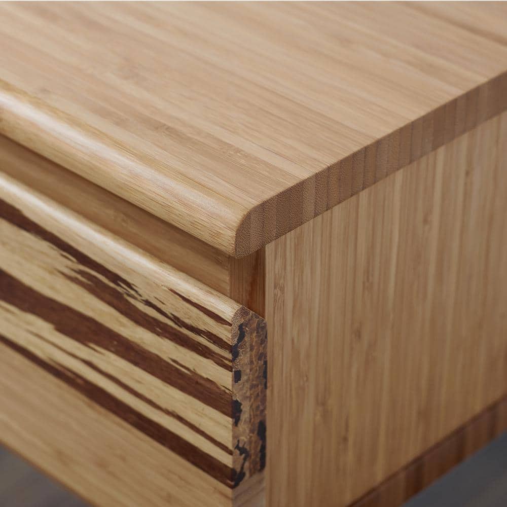 Azara Caramelized Bamboo Nightstand with Tiger Accents