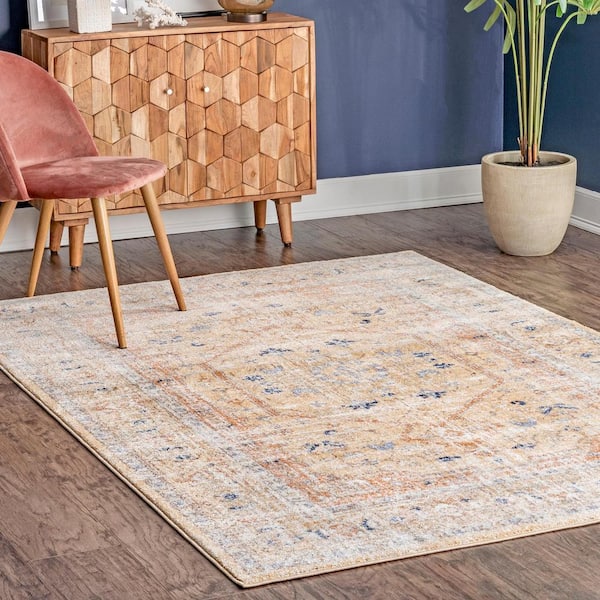 Jacquie Vintage Floral Gold 5 ft. x 8 ft. Area Rug