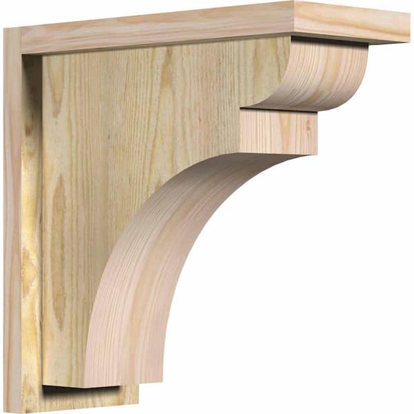 Ekena Millwork 6 in. x 14 in. x 14 in. Douglas Fir Yorktown Rough Sawn Corbel with Backplate