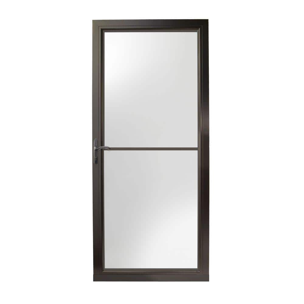 3000 Series 36 in. x 80 in. Black Left-Hand Retractable Storm Door with ORB