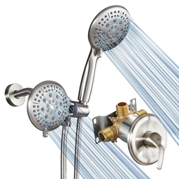 Heemli Rain 5-Spray Handheld Shower Combo Shower System with Valve 1.8 GPM Pressure Balance Dual Shower Heads in Brushed Nickel