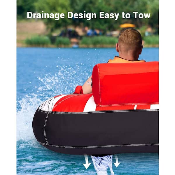 SenQWFa 69 in. Red Towable Tubes for Boating 2 Person Water