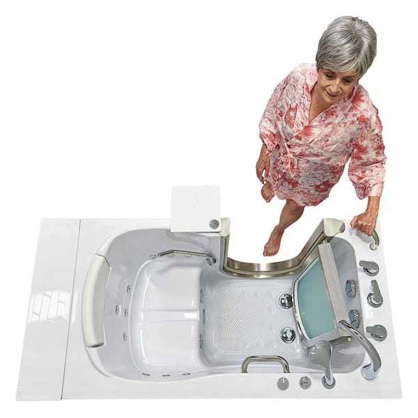 Elite 52 in. Acrylic Whirlpool Walk-In Bathtub in White with Left Inward Swing Door, Fast Fill Faucet, 2 in. Dual Drain