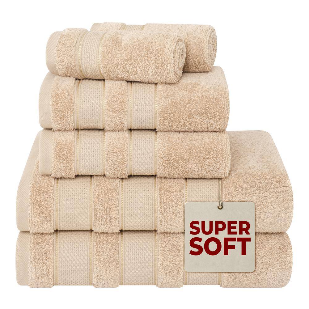 Taupe Turkish Cotton 6-Piece Bath Towel Set