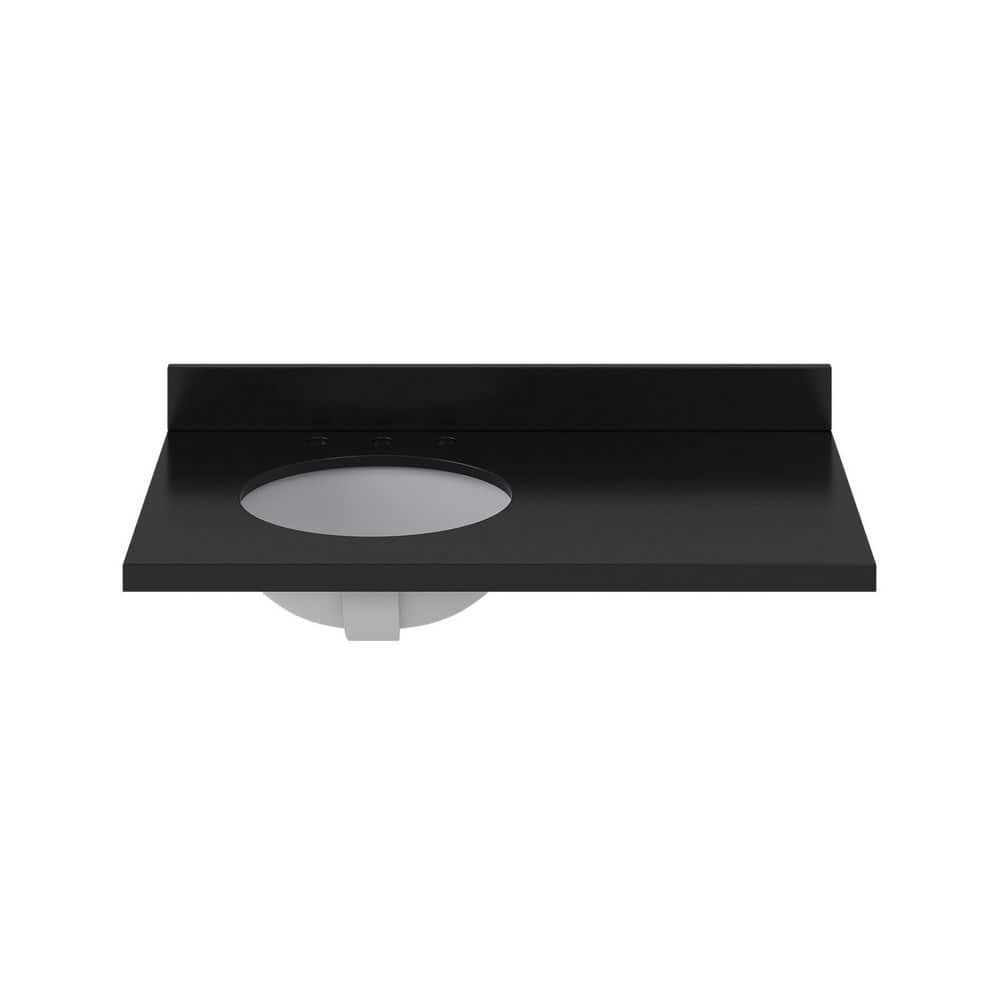 42 in. W x 22 in. D Quartz White Round Single Sink Bathroom Vanity Top with 1.5 in. Thick Miter Edge in Carbon Black price history on PriceWatchPro