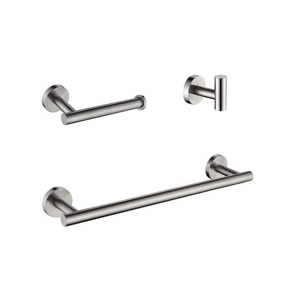 3-Piece Bath Hardware Set Wall Mount with Hand Towel Holder in Brushed Nickel