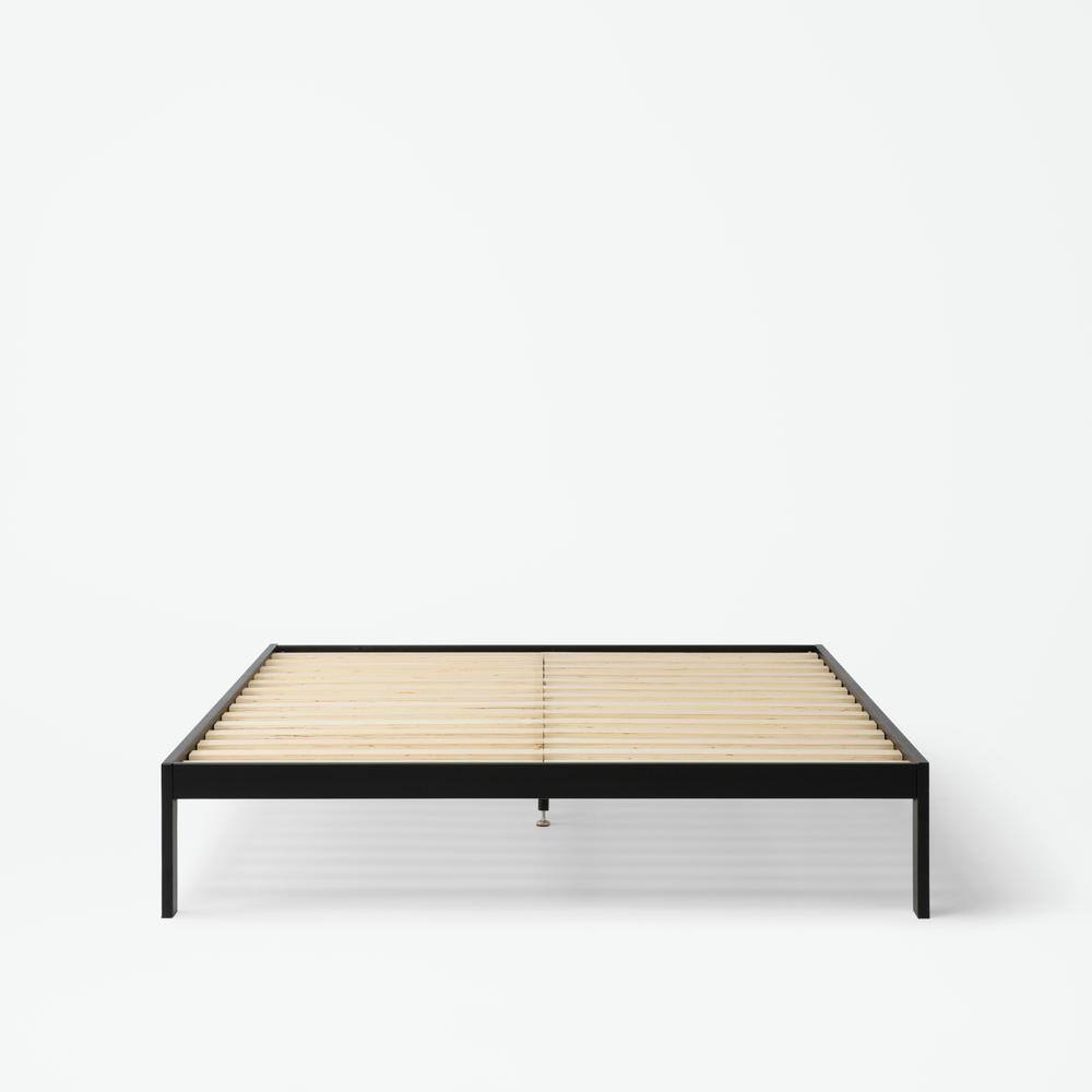 Queen Black Metal Frame Platform Bed with Slats
