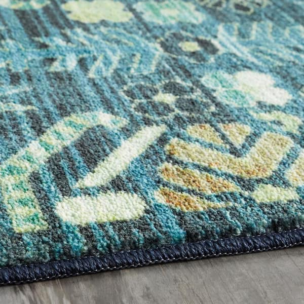 Mohawk Home Cambridge Teal 8 Ft X 10 Ft Tribal Area Rug 038906 The Home Depot