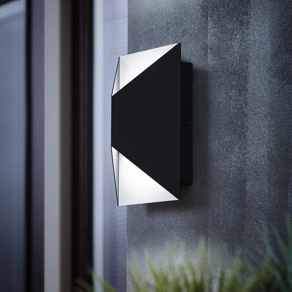 Tria Black Modern Integrated LED Outdoor Hardwired Garage and Porch-Light Lantern Sconce price history on PriceWatchPro