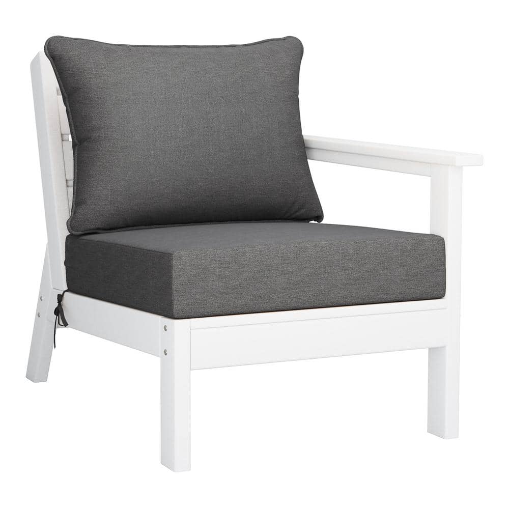 Birchwood Outdoor Patio Deep Seating Right Facing Arm HDPE Lounge Chair in White with Grey Cushions price history on PriceWatchPro