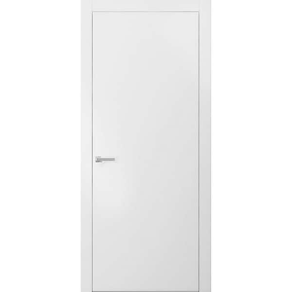 0010 36 in. x 84 in. Left-Hand/Inswing Solid White Wood Single Prehung Interior Door with Hardware