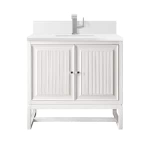 Athens 30.0 in. W x 23.5 in. D x 34.5 in. H Bathroom Vanity in Glossy White with White Zeus Silestone Quartz Top
