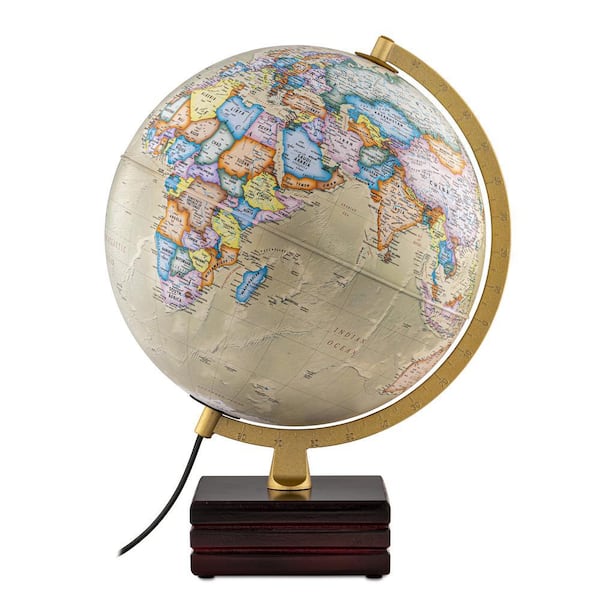 Horizon Plus 18 in. Tall x 12 in. Diameter Illuminated Decorative Desktop World Globe