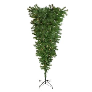 5.5 ft. x 38 in. Pre-Lit Upside Down Spruce Artificial Christmas Tree with Clear Dura Lights