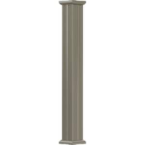 9' x 3-1/2" Endura-Aluminum Column, Square Shaft (Load-Bearing 12,000 lbs), Non-Tapered, Fluted, Wicker Finish