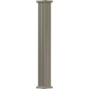 10' x 3-1/2" Endura-Aluminum Column, Square Shaft (Post Wrap Installation), Non-Tapered, Fluted, Wicker Finish