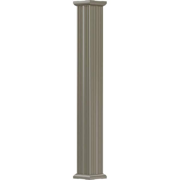 AFCO 10' x 3-1/2" Endura-Aluminum Column, Square Shaft (Post Wrap Installation), Non-Tapered, Fluted, Wicker Finish