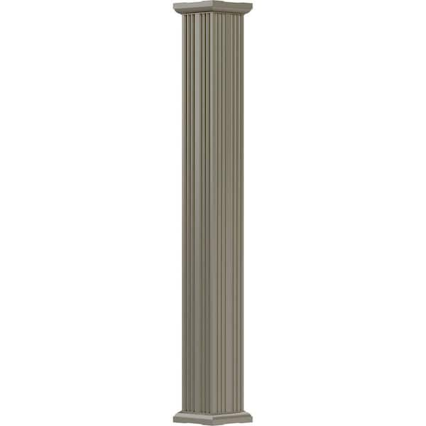 10' x 7-1/2" Endura-Aluminum Column, Square Shaft (Load-Bearing 24,000 lbs), Non-Tapered, Fluted, Wicker