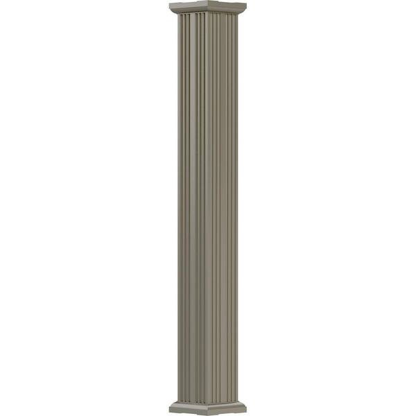AFCO Industries 12' x 8" Endura-Aluminum Column Non-Tapered Fluted Square Shaft in Wicker (Load-Bearing 24,000 lbs.)