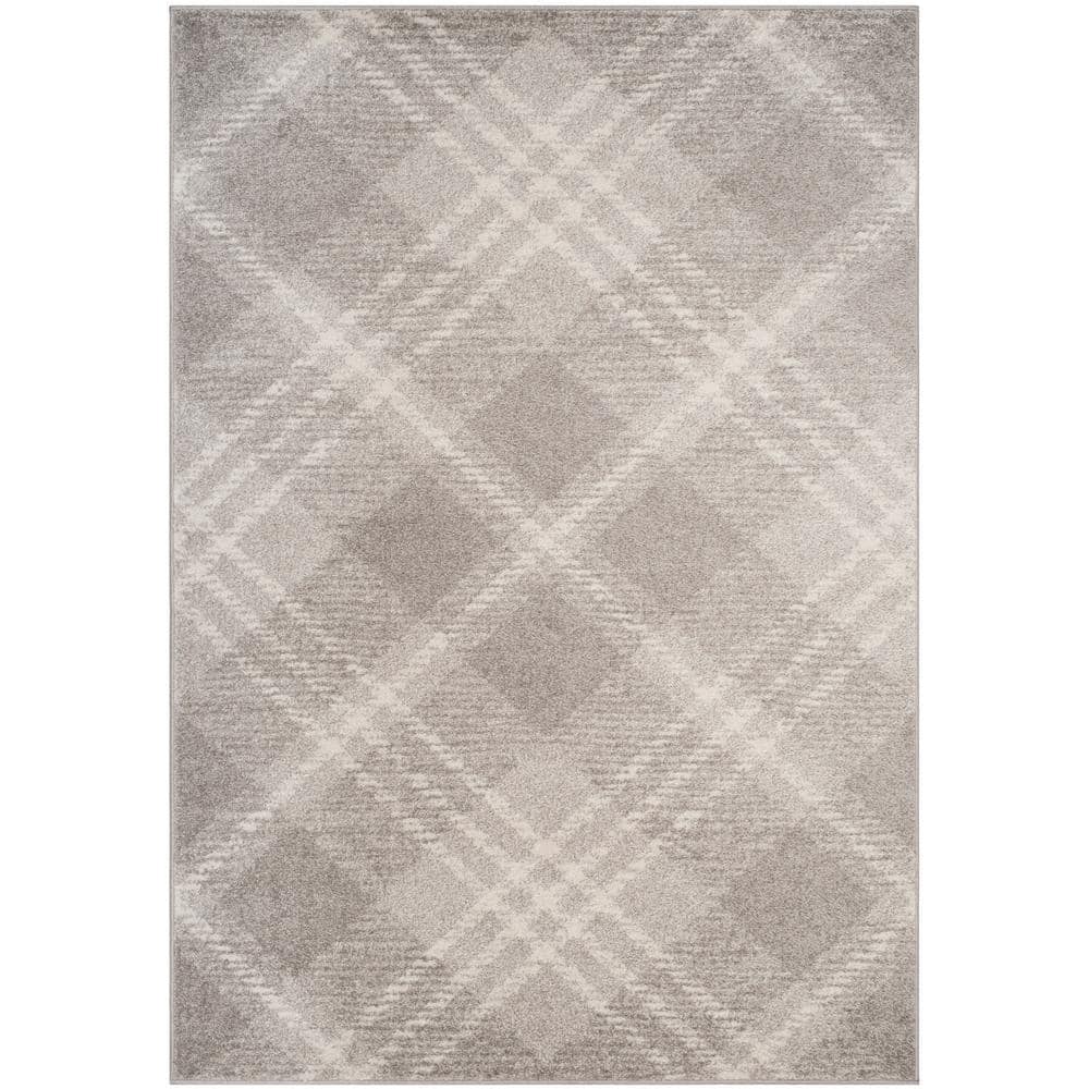 Adirondack Light Grey & Ivory Easy-Care Synthetic Area Rug, 6' x 9'