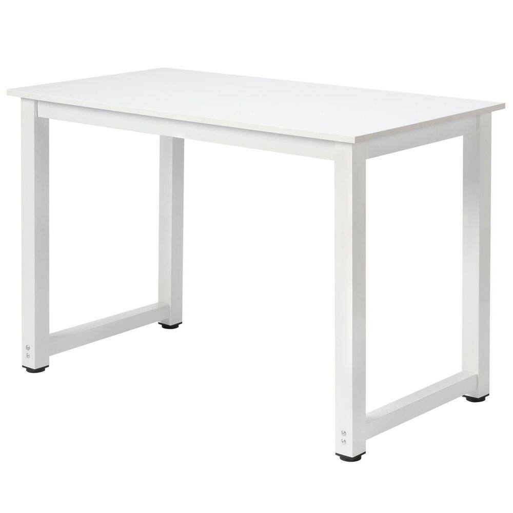 43.3 in. Rectangular White Minimalist Computer Desk