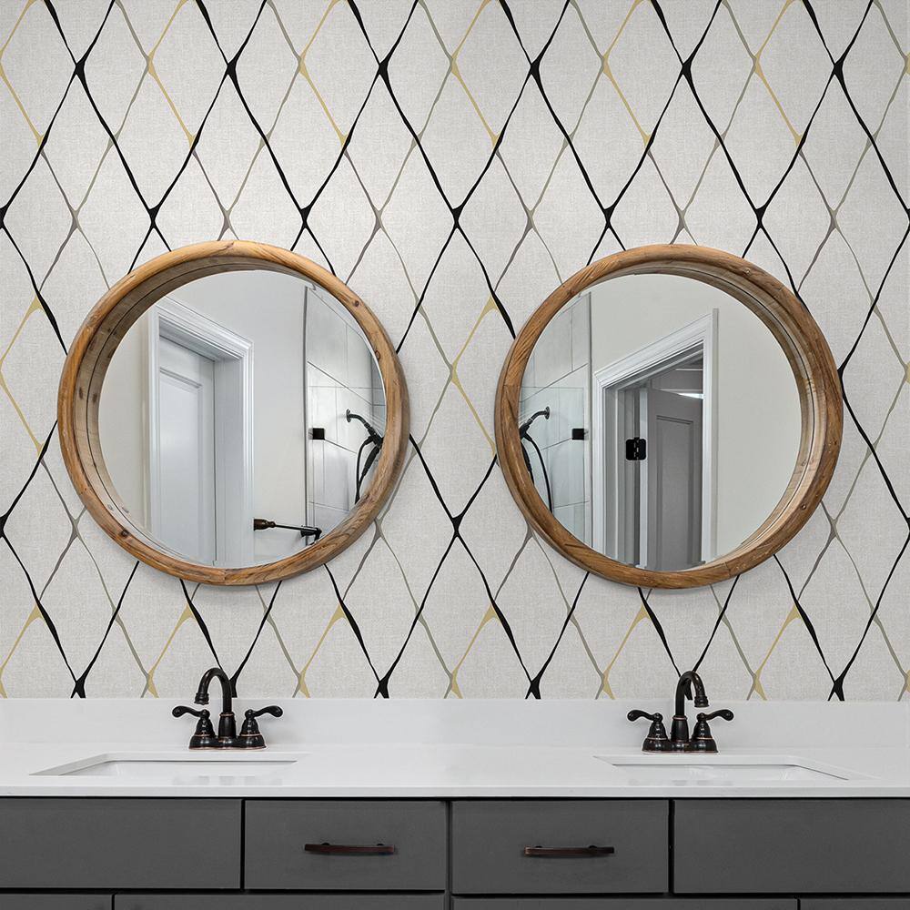 Graphite Diamondlike Geometric Peel and Stick Wallpaper Roll