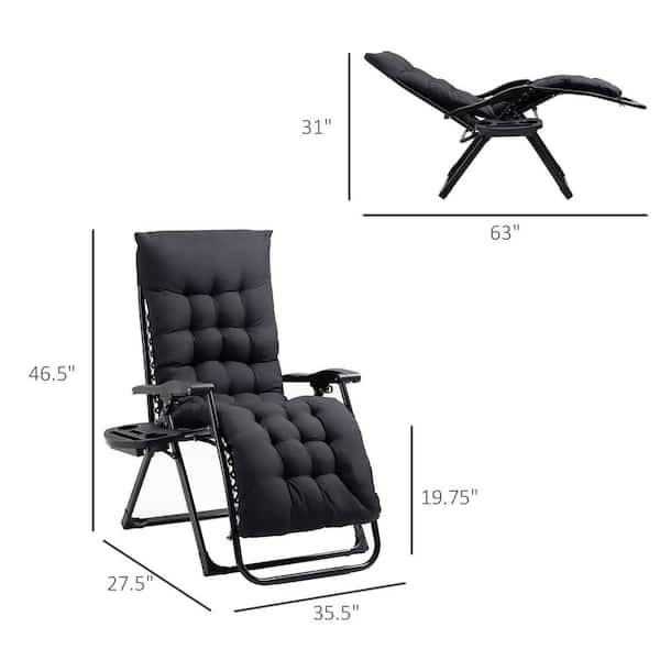 Outsunny Zero Gravity Chair Black Folding Reclining Lounge Chair