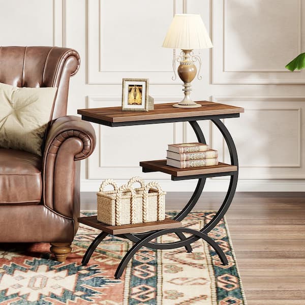 Kerlin 23.62 in. Width Dark Brown Wood C-Shaped End Side Table