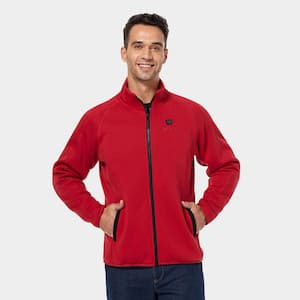 Men's Large Red Heated Fleece Jacket with 7.38-Volt Lithium-Ion 1 Upgraded 4.8Ah Battery and Charger