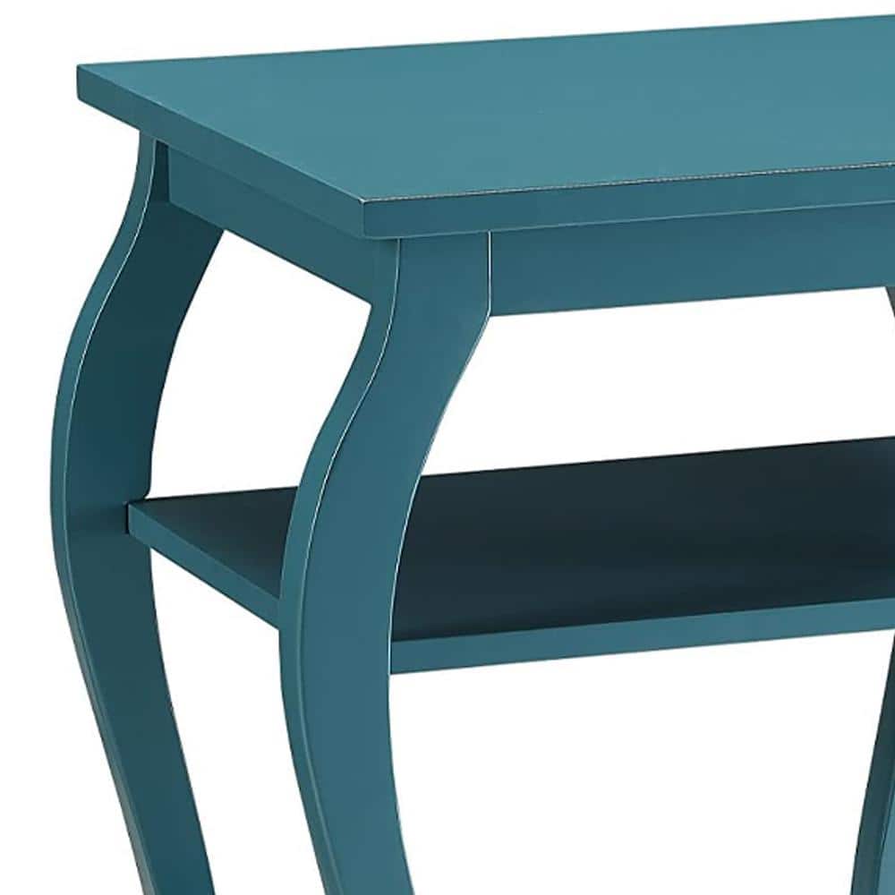 Becci Teal Wood Dual-Facing End Table with Open Storage