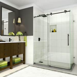 Coraline 44 in. to 48 in. x 33.875 in. x 76 in. Frameless Sliding Corner Shower Door in Matte Black