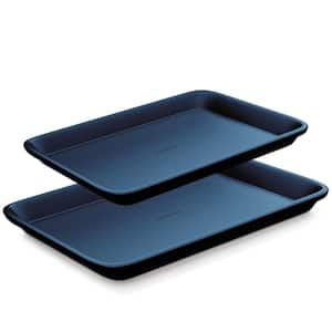 2-Pc. Nonstick Cookie Sheet Baking Pan - Professional Quality Kitchen Cooking Non-Stick Bake Trays with Blue diamond