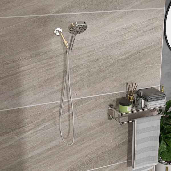 Classic 7-Spray Patterns 4.7 in. Single Wall Mount Handheld Shower Head Set Adjustable Shower Faucet in Chrome