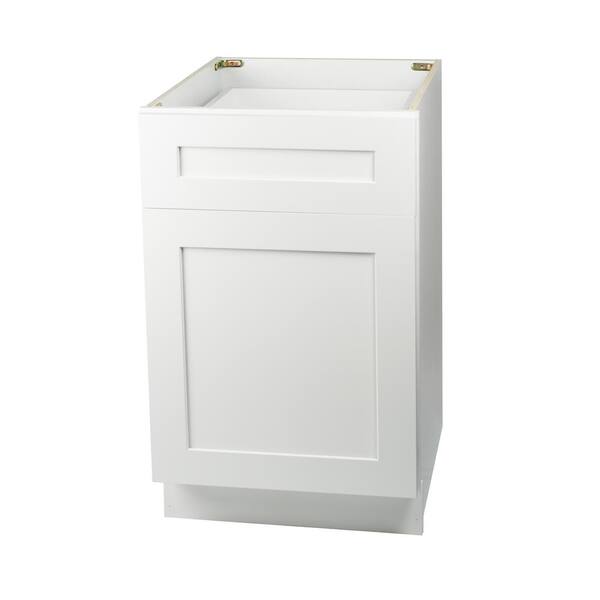 Plywell Ready to Assemble 21x34.5x24 in. Shaker Base Cabinet with 1 Door and 1 Drawer in White