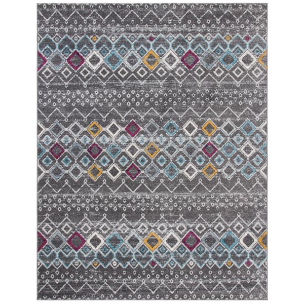 SAFAVIEH Amsterdam Dark Gray/Ivory 7 ft. x 9 ft. Multi-Diamonds Chevron Area Rug