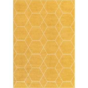 Trellis Frieze Yellow/Ivory 7 ft. x 10 ft. Geometric Area Rug