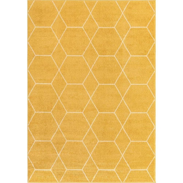StyleWell Trellis Frieze Yellow/Ivory 7 ft. x 10 ft. Geometric Area Rug