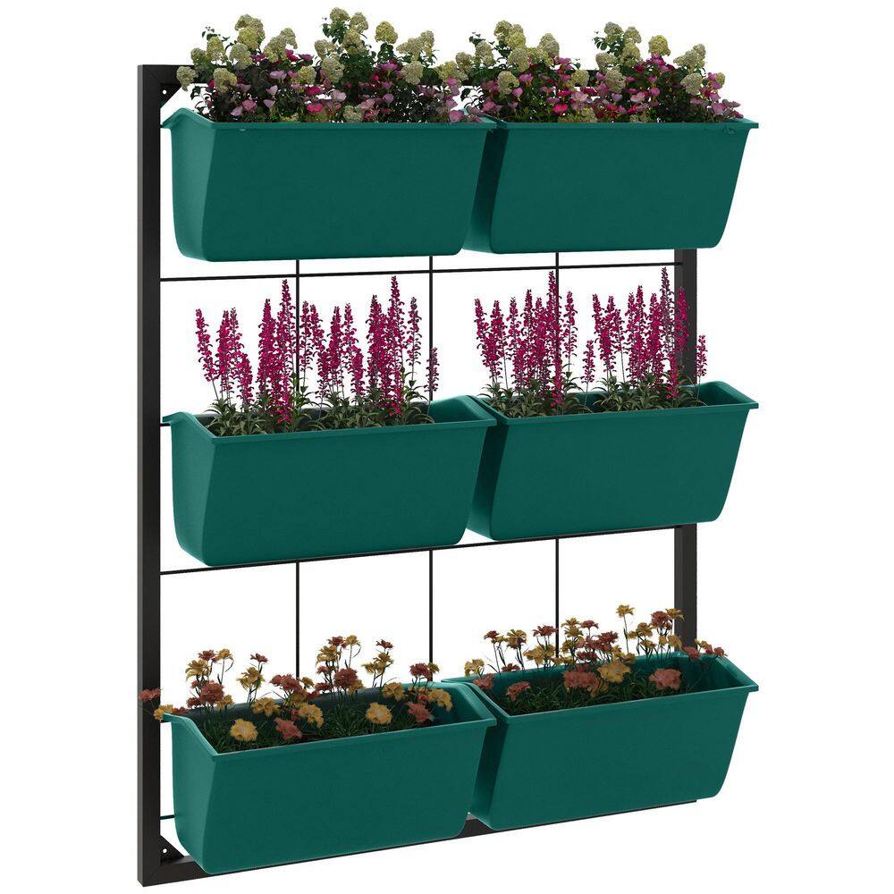 Green 3-Tier Steel Wall Planter with 6 Pots for Indoor and Outdoor Use (20.5 in. L x 5.5 in. W x 26 in. H) price history on PriceWatchPro