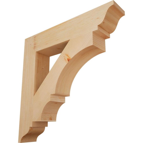 Ekena Millwork 3.5 in. x 22 in. x 22 in. Douglas Fir Balboa Traditional Smooth Bracket